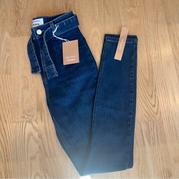 Reformation High Rise Dark Blue Jeans